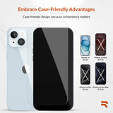 ROOCASE 3-Pack Glass Screen Protector for Apple iPhone 15, Include Easy Install Frame